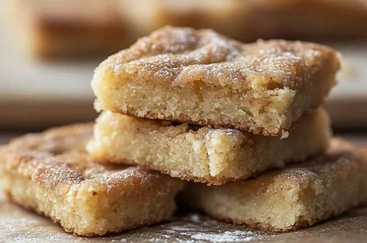 Freshly baked Cinnamon Sugar Blondies on a plate