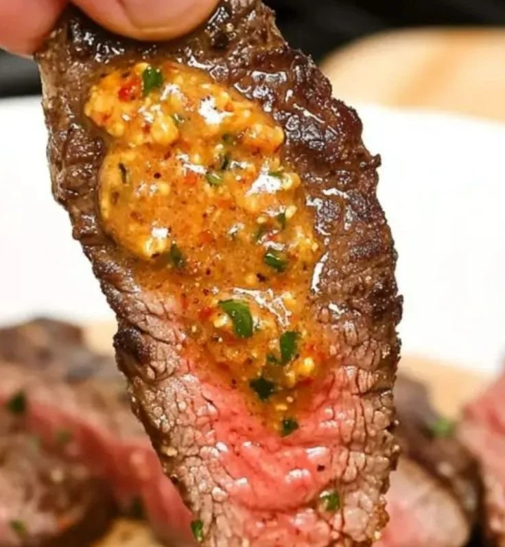 Delicious Cowboy Butter Steak topped with rich, flavorful butter sauce
