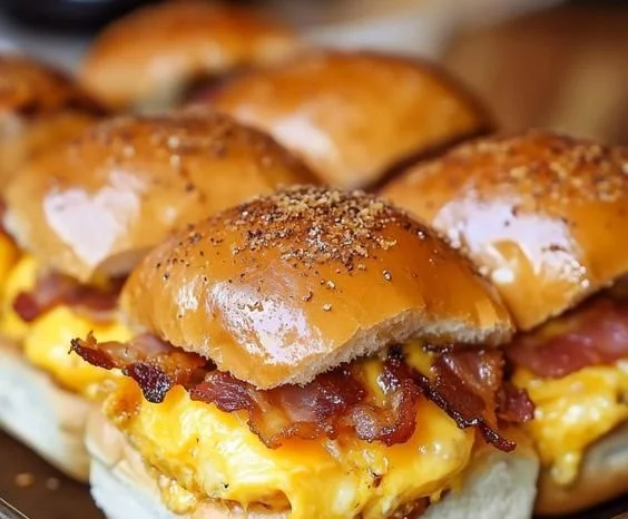 Delicious Crack Breakfast Sliders with bacon, egg, and cheese