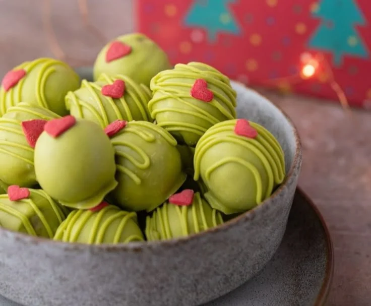 Festive Grinch Oreo Balls dessert for holiday celebrations