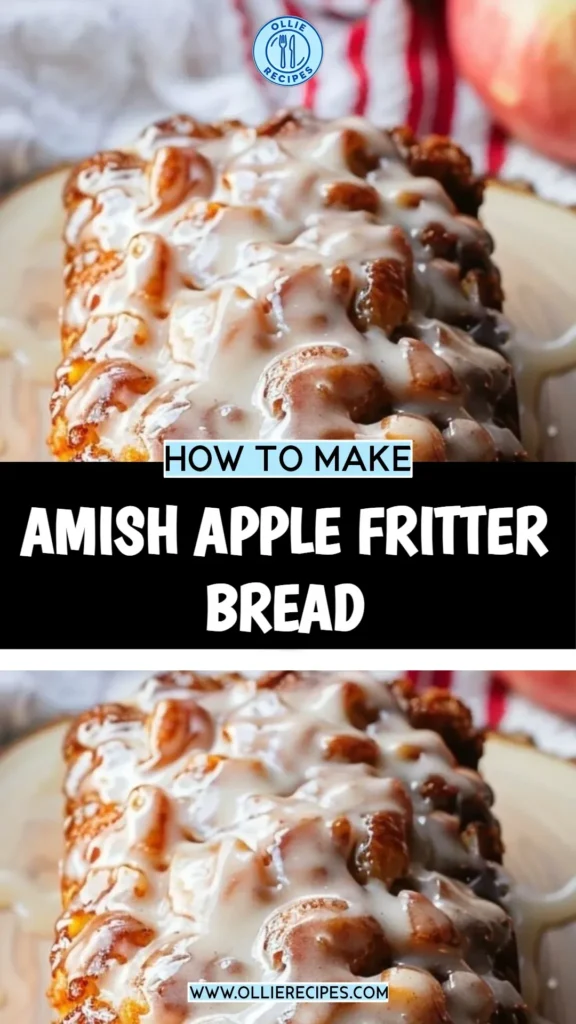 Delicious Amish Apple Fritter Bread with apples and cinnamon on a wooden table.