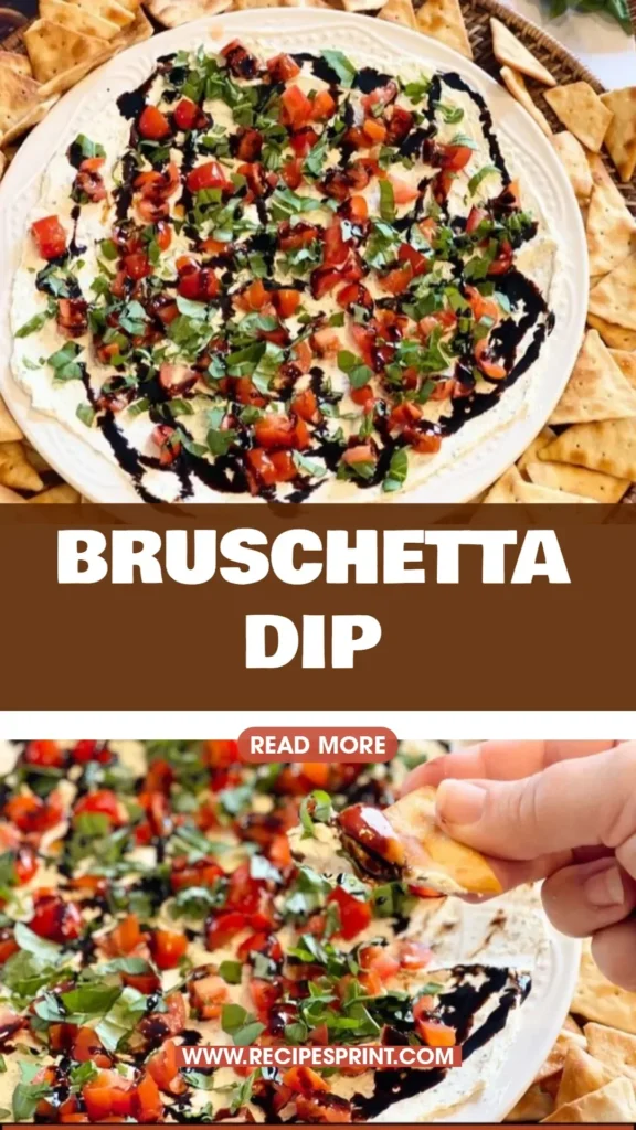 Delicious bruschetta dip served with crispy bread