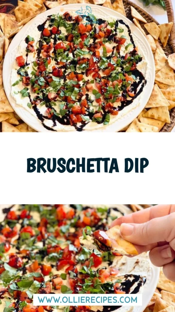 Delicious Bruschetta Dip served in a bowl with fresh toppings