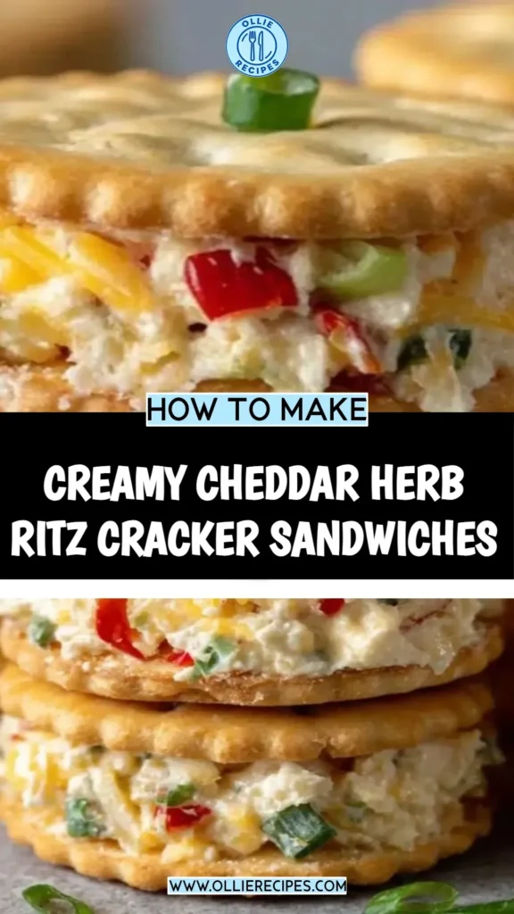 Creamy Cheddar Herb Ritz Cracker Sandwiches on a platter
