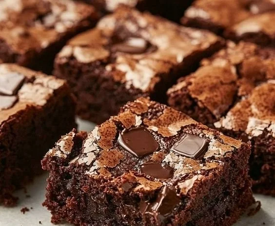 Delicious fudgy chocolate brownies on a plate, ready to be enjoyed