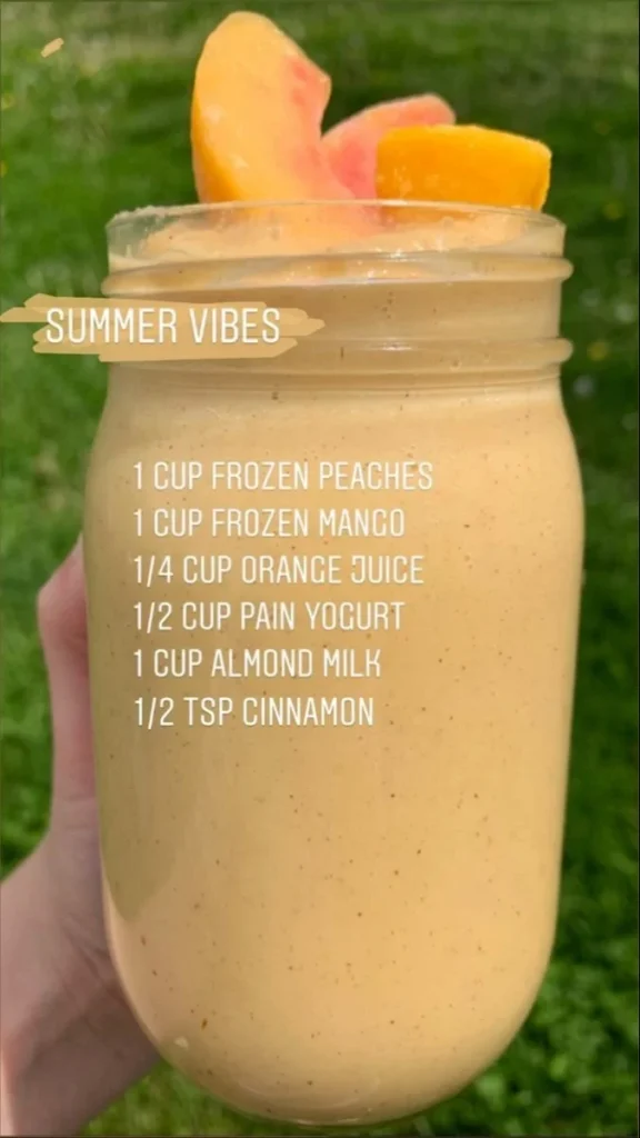 Healthy fruit smoothie with fresh fruits and yogurt