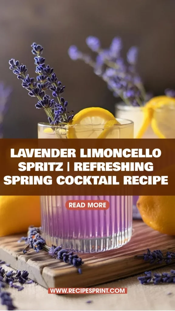 Lavender Limoncello Spritz cocktail with fresh lavender garnishing