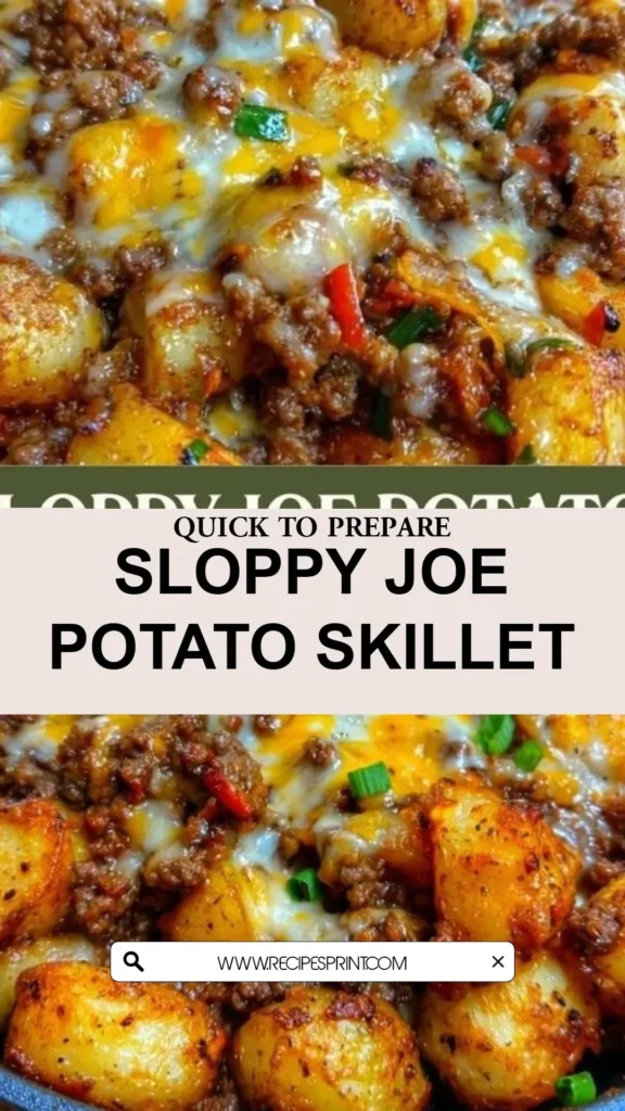Sloppy Joe Potato Skillet with ground beef and potatoes in a savory sauce