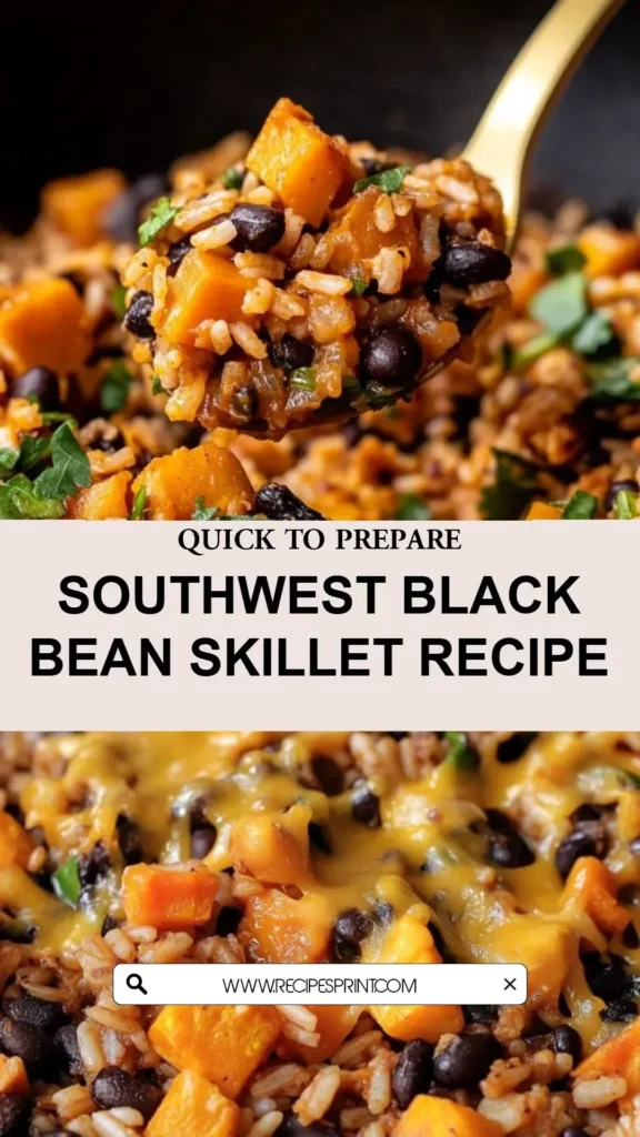 Delicious Southwest black bean skillet packed with flavor and healthy ingredients.
