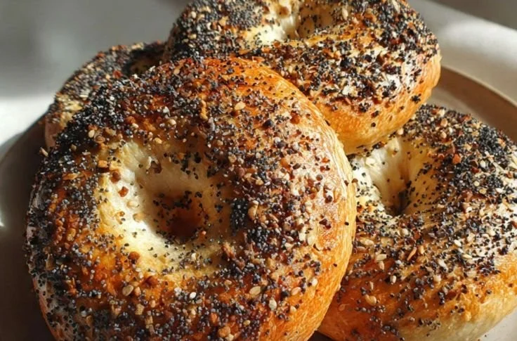 3-ingredient poppy seed bagels fresh out of the oven