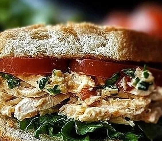 Delicious chicken salad sandwich made with fresh ingredients, ideal for lunch.