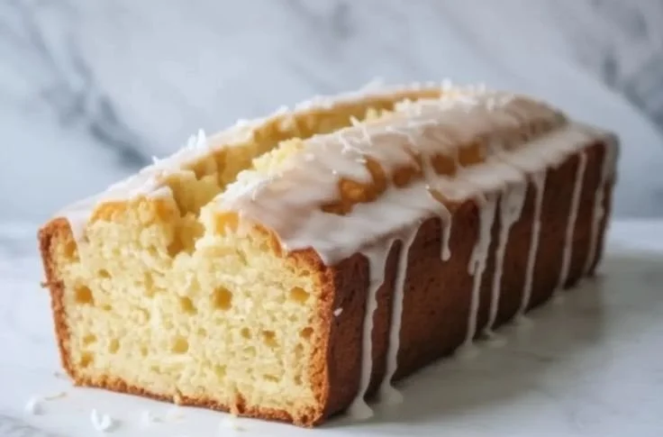 Delicious homemade coconut pound cake with a moist texture and rich coconut flavor