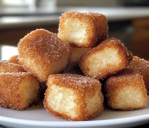 Delicious crispy angel cake churro bites served on a plate.