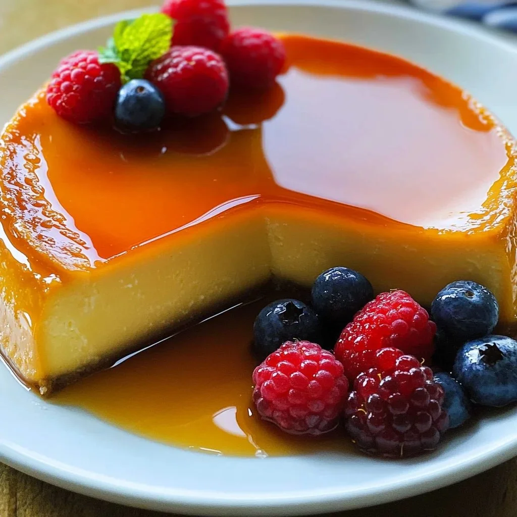 Delicious homemade flan dessert ready to be served