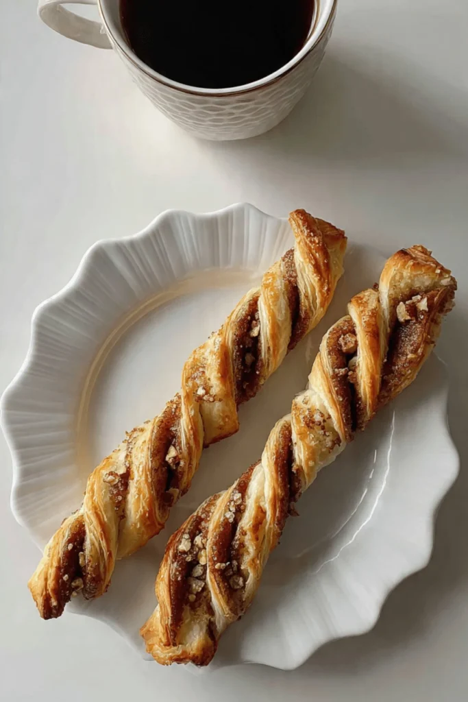 Plate of freshly baked Hazelnut-Chai Twists with a sprinkle of spices on top