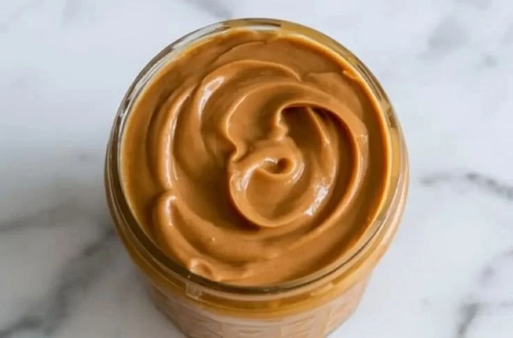 Homemade Biscoff Cookie Butter in a jar with a spoon
