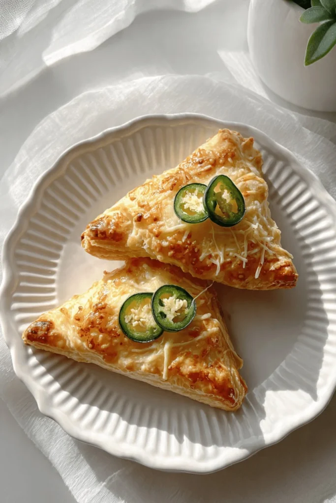 Golden jalapeño popper turnovers filled with cheese and jalapeños