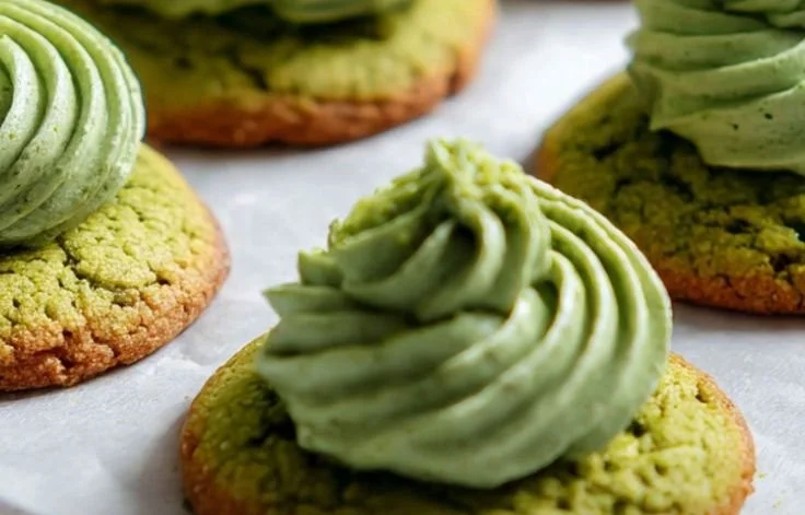 Delicious Matcha Latte Cookies with a crumbl texture and rich green color