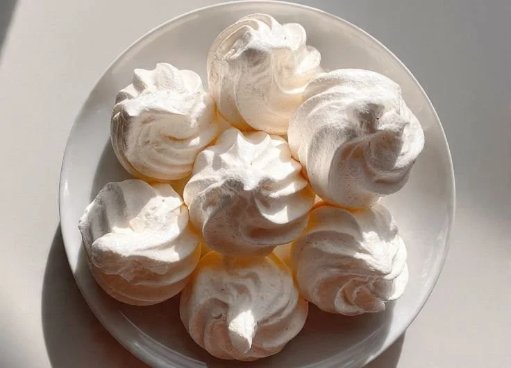 Delicious homemade meringue cookies on a plate