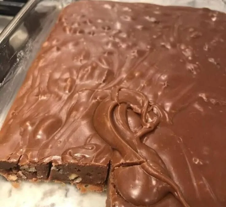A delicious plate of Paula Deen's 5-Minute Fudge ready to enjoy.