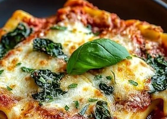 Delicious spinach and ricotta stuffed manicotti served on a plate