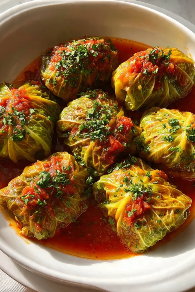 Delicious stuffed Turkish cabbage rolls ready to serve