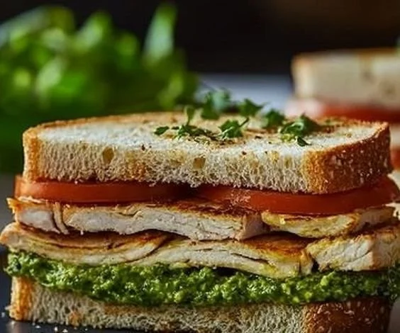 Delicious Turkey Pesto Sandwich made with fresh ingredients and creative flavors.