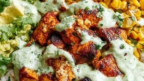 Delicious 30-Minute Street Corn Chicken Rice Bowl with vibrant ingredients