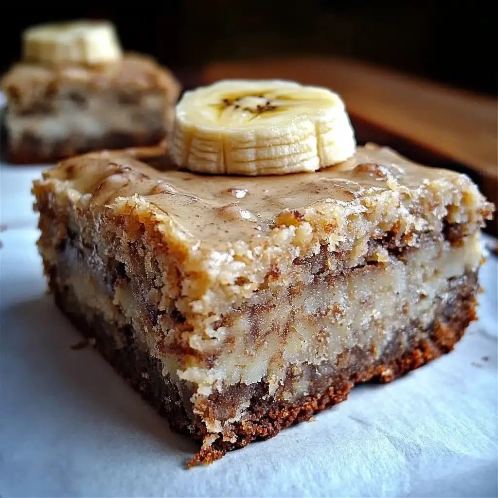 Delicious banana bread brownies freshly baked and served