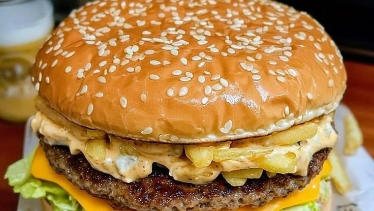 Delicious Big Mac burger with two beef patties and special sauce
