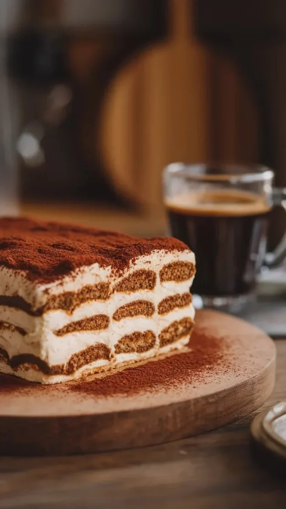 Delicious classic tiramisu dessert made with espresso-soaked ladyfingers and creamy mascarpone.