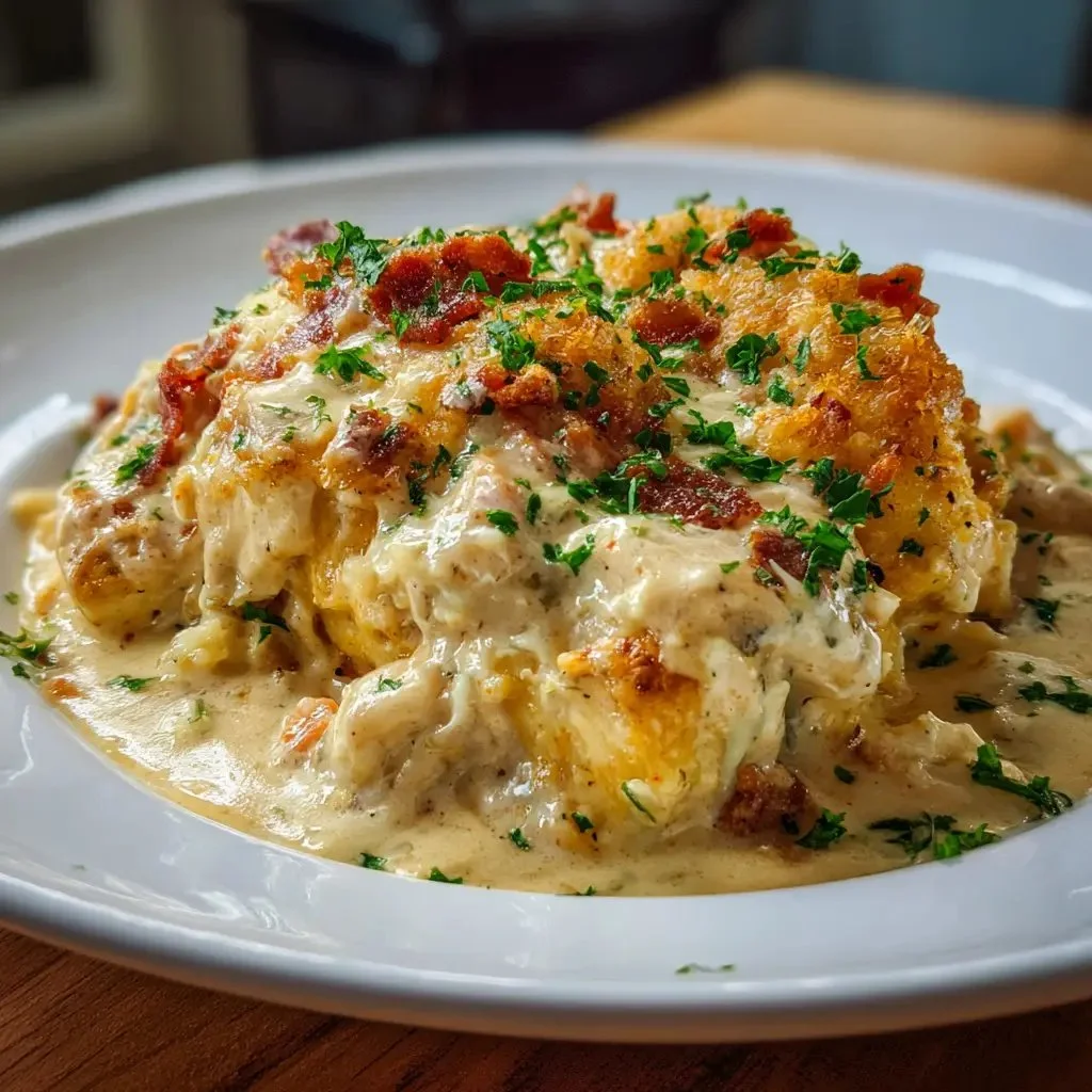 Delicious Cowboy Casserole served in a rustic dish, ready to enjoy.