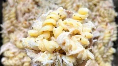 Crockpot Garlic Parmesan Chicken Pasta, creamy and flavorful dish