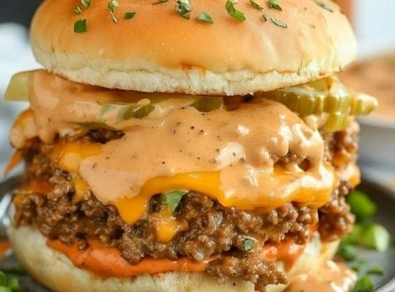 Delicious Big Mac Sloppy Joes served on a plate with toppings