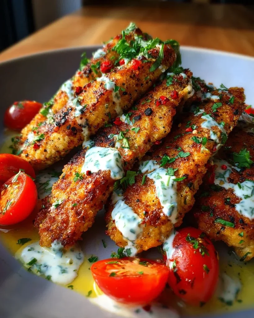 Delicious Greek Chicken Tenders served with herbs and spices