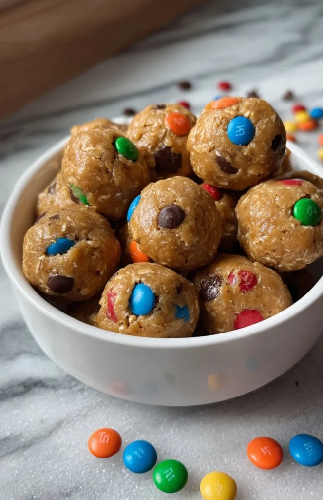 High protein energy balls made with nuts and seeds for a healthy snack.