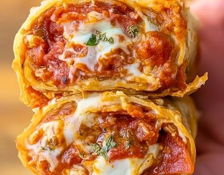 High protein pepperoni pizza rolls served on a plate