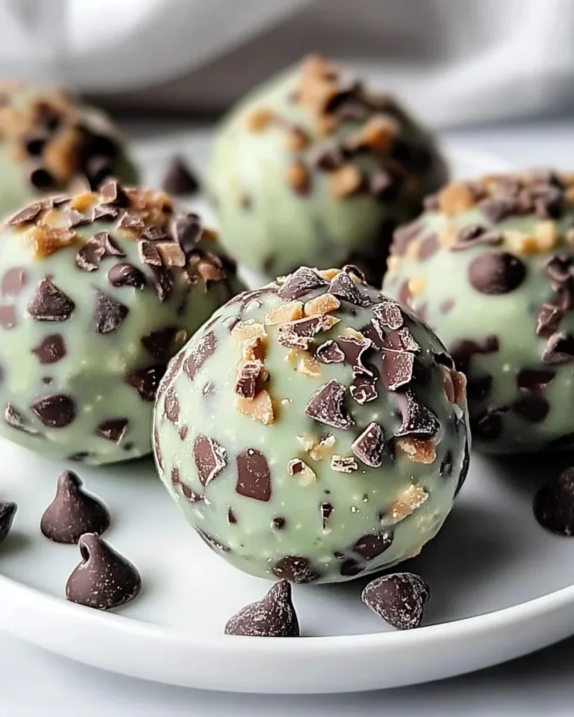 Delicious Mint Chocolate Chip Protein Balls for a healthy snack option