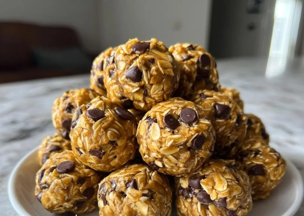 No-bake peanut butter energy bites ready to enjoy as a healthy snack.