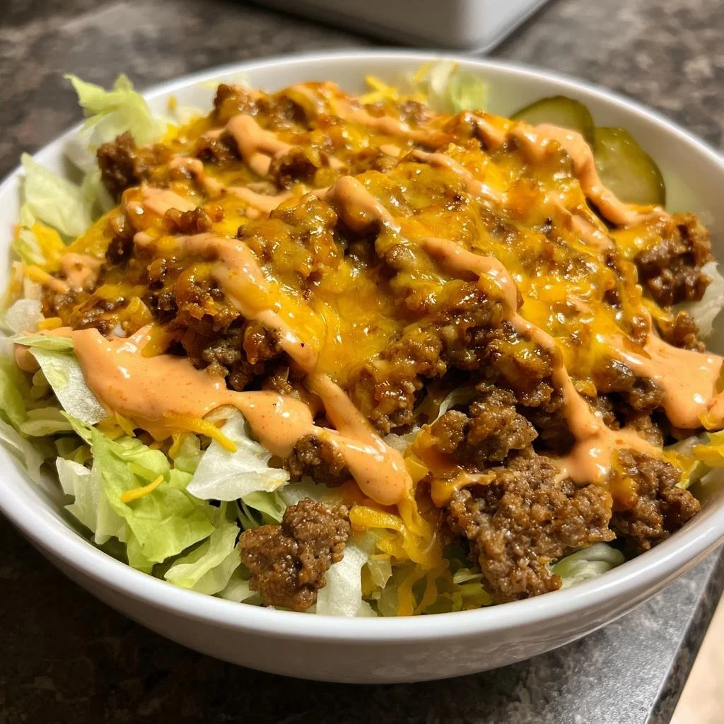Low-Carb Cheeseburger Bowl with Tangy Sauce