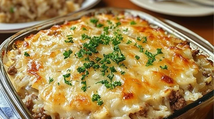 Delicious Savory Beef and Rice dish served hot on a plate