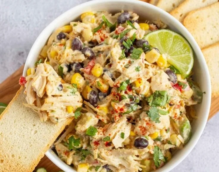 Colorful Southwest Chicken Salad with grilled chicken, black beans, and corn