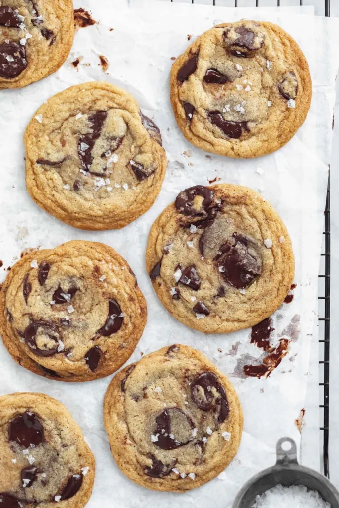 Delicious homemade chocolate chip cookies on a cooling rack