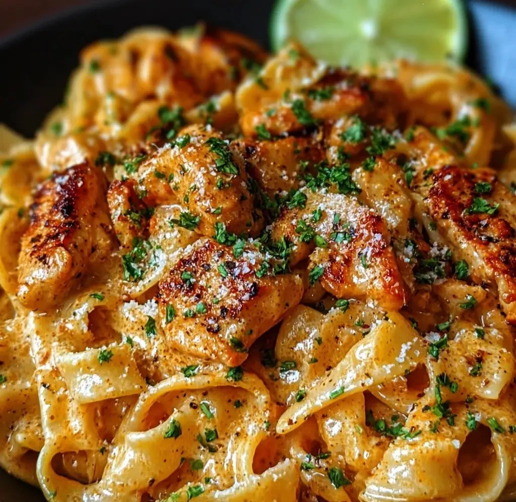 Cowboy Butter Chicken Pasta dish with creamy sauce and spices