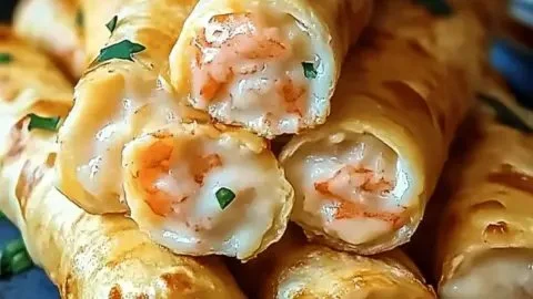 Delicious crab and shrimp queso taquitos served on a plate