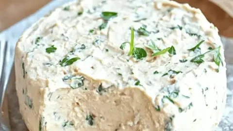 Creamy vegan cashew cheese Boursin made with 5 simple ingredients.