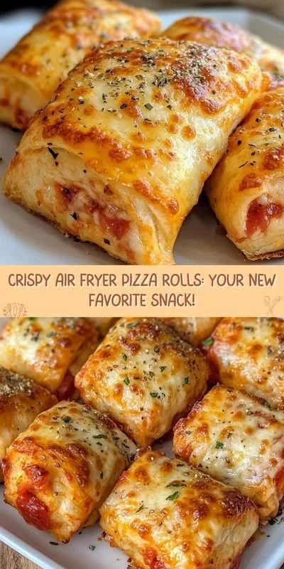 Delicious crispy air fryer pizza rolls on a serving platter