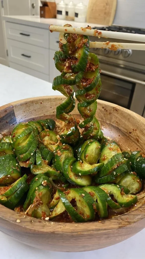 Fresh cucumber salad with tomatoes and herbs in a bowl