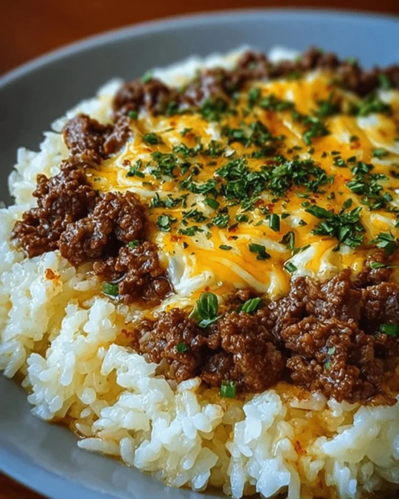 Delicious Garlic Butter Beef served with rice on a plate.