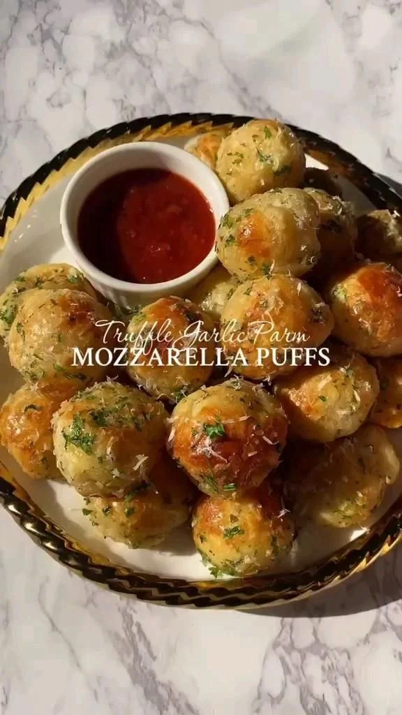 Garlic Parmesan Puff Pastry Cheese Balls with a golden crispy finish